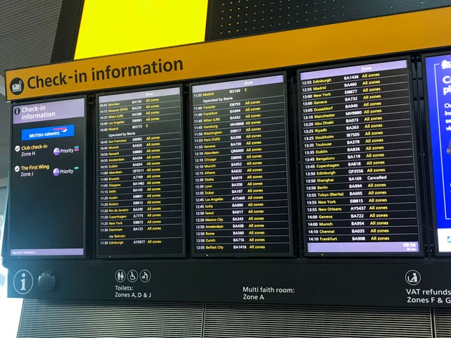 Heathrow departures board
