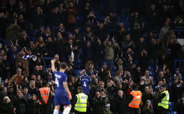 Cesc Fabregas salutes the Stamford Bridge crowd after being substituted in Saturday's FA Cup tie 