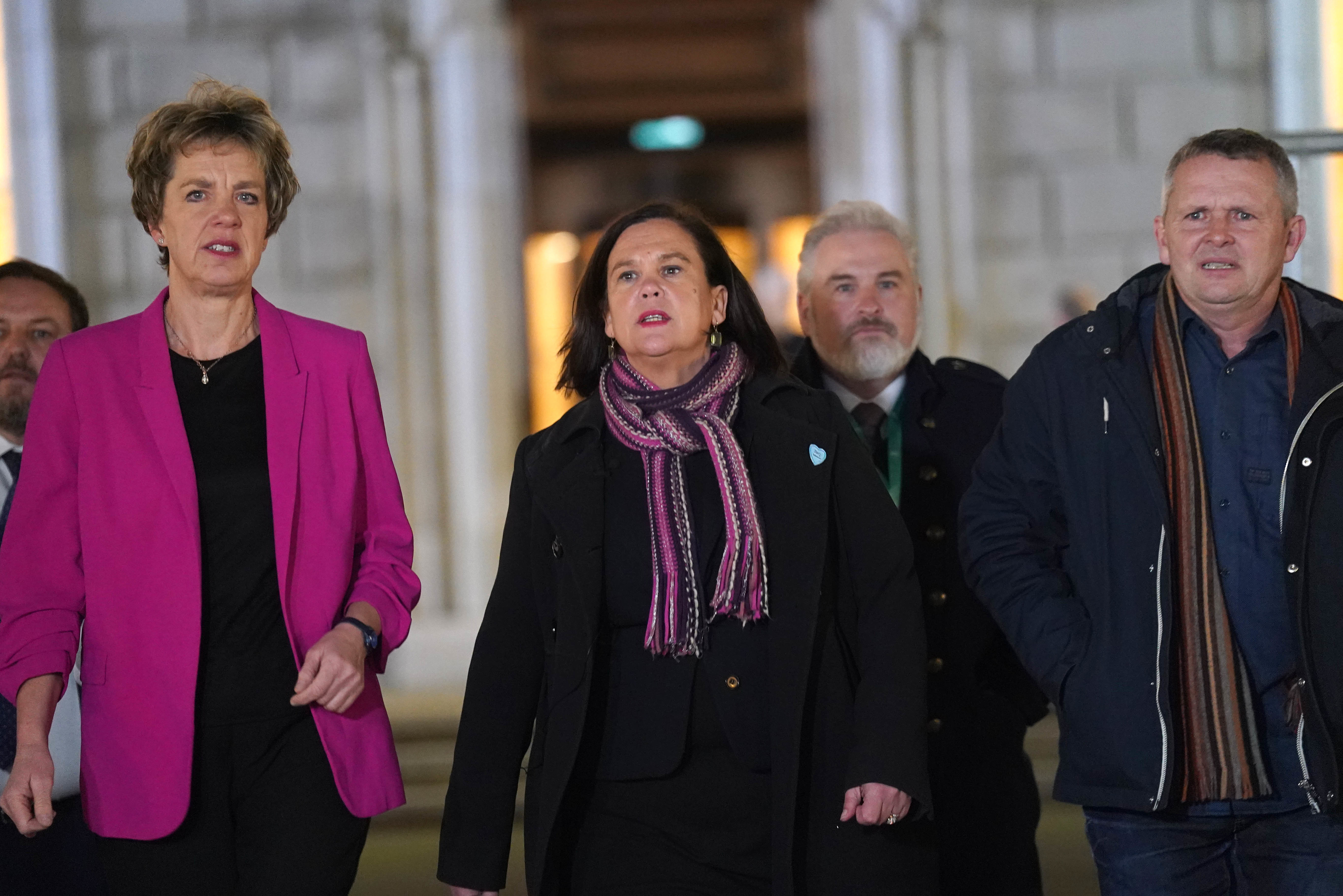 Sinn Fein leader Mary Lou McDonald, centre