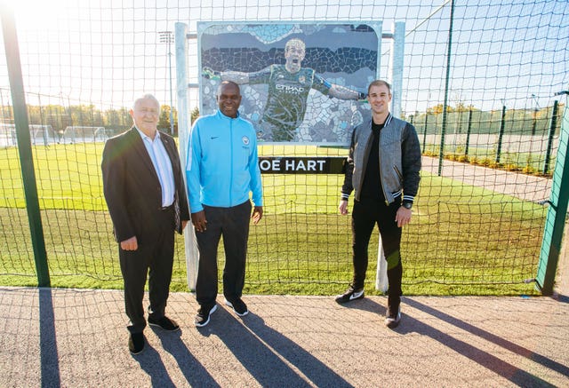 Joe Hart Mosaic and Training Pitch Handout Photos