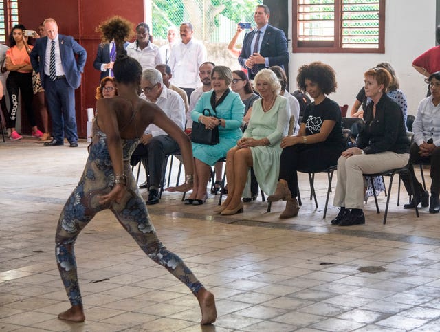 The Duchess of Cornwall visits a community dance group (Arthur Edwards/The Sun/PA)