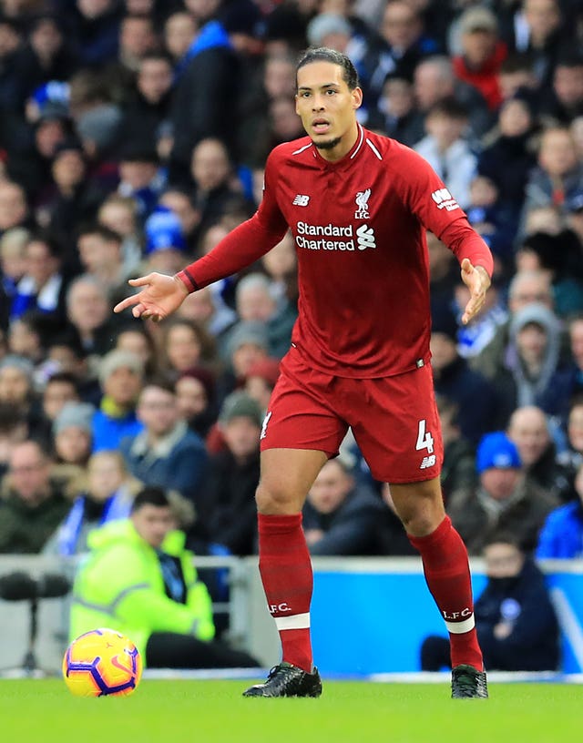 Virgil Van Dijk looked to play out from the back (Gareth Fuller/PA).