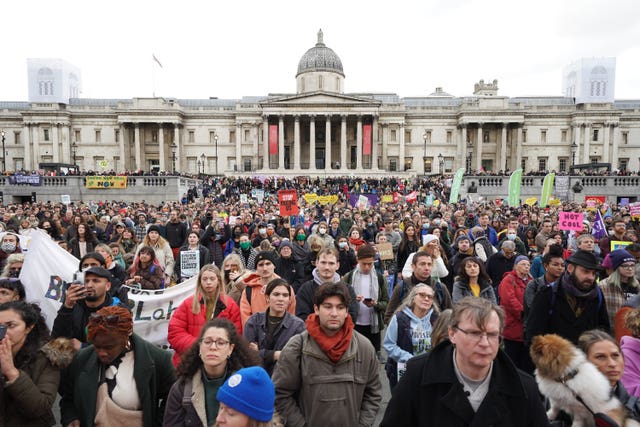 Protesters take part in a rally organised by the Cop26 Coalition in London (Kirsty O'Connor/PA)