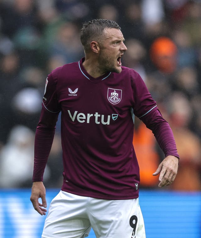 Jamie Vardy pictured playing for Burnley against Swansea in the Championship