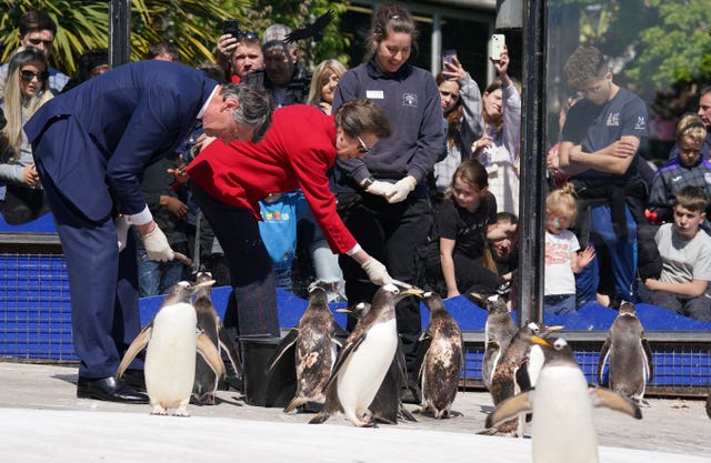 The Princess Royal was accompanied by her husband Vice Admiral Sir Tim Laurence