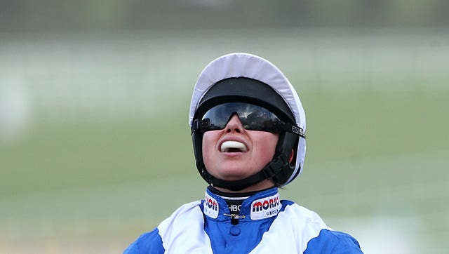 Bryony Frost celebrates victory at Cheltenham