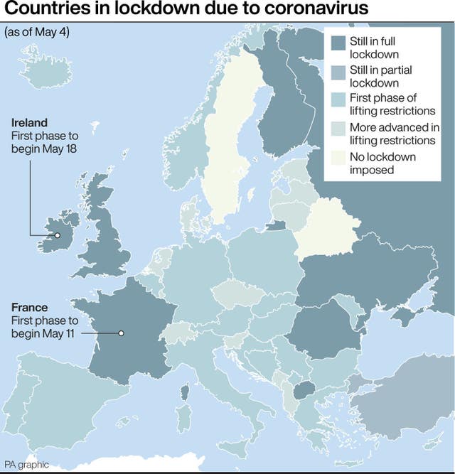 Countries in lockdown due to coronavirus
