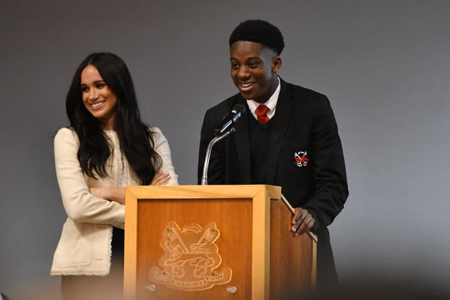 Duchess of Sussex visit to Robert Clack school