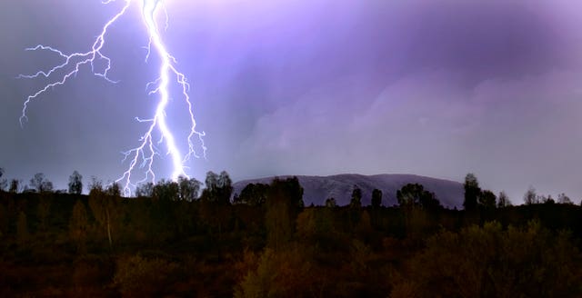 Lightning strikes above Uluru in Australia