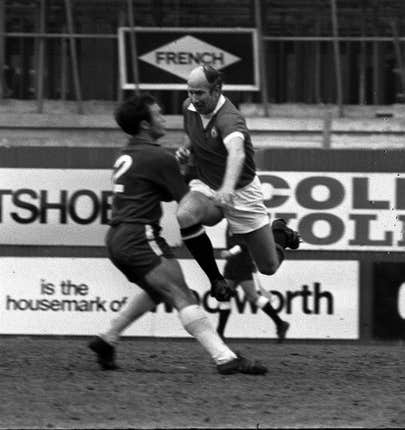Bobby Charlton makes his 604th and last appearance for Manchester United, against Chelsea in 1973