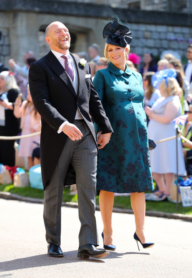 MIke Tindall and Zara Tindall arrive at St George’s Chapel at Windsor Castle for the wedding of Meghan Markle and Prince Harry