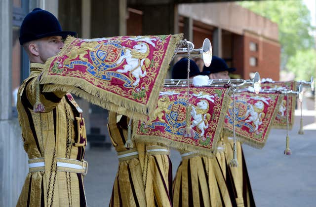 State trumpeters rehearsing in the Regimental Square (Kirsty O’Connor/PA)