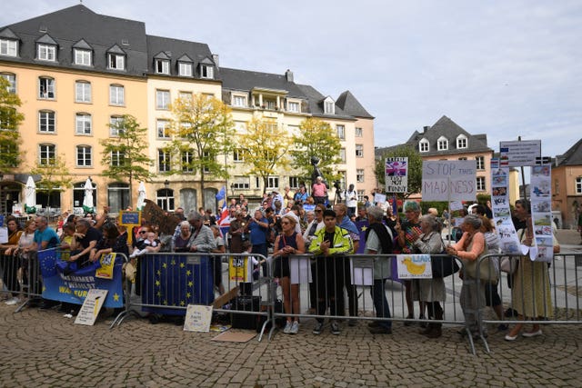 Protesters outside the Luxembourg Ministry of State