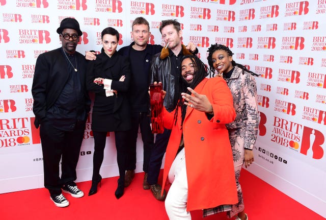 Gorillaz with their award for Best British Group