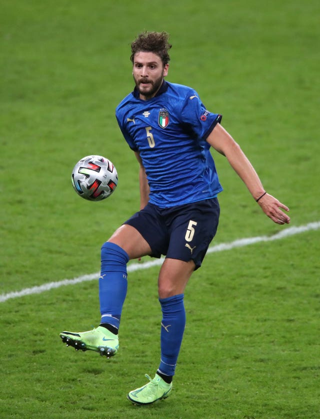 Italy's Manuel Locatelli with a football