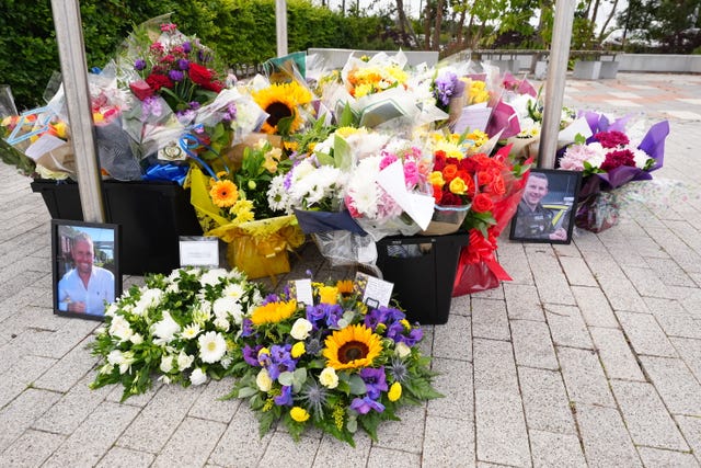 Flowers left at the Cleveland Police HQ in Middlesbrough
