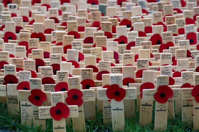 Wooden crosses at the Field of Remembrance