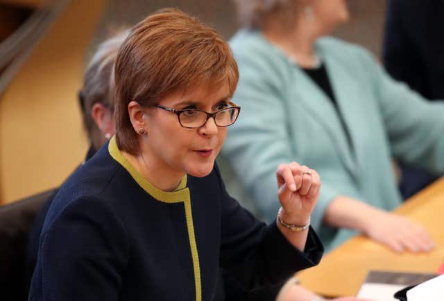 Nicola Sturgeon during First Minister's Questions (Jane Barlow/PA)