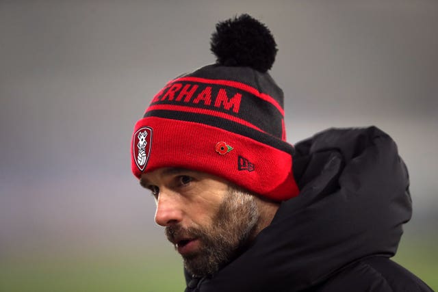 Rotherham manager Paul Warne on the sidelines