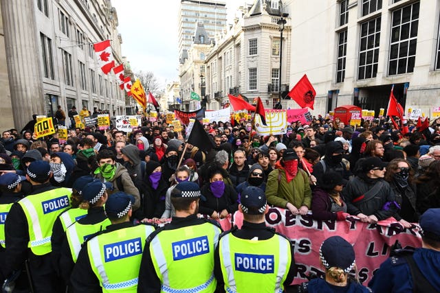 The protest in Trafalgar Sqaure