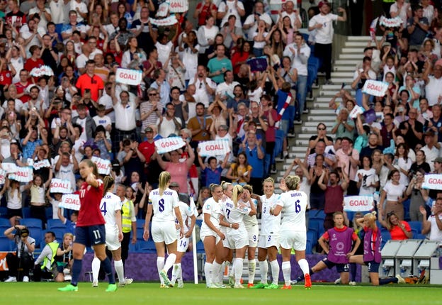 A huge crowd watched England beat Norway on Monday