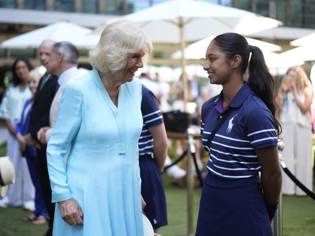 Camilla and a ball girl at Wimbledon