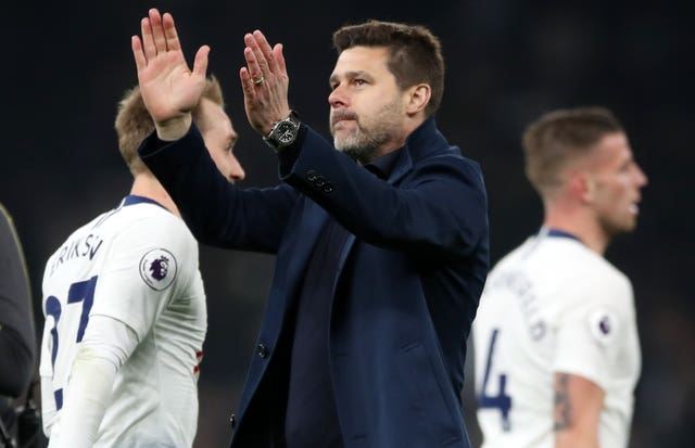 Tottenham boss Mauricio Pochettino applauds the fans after the final whistle