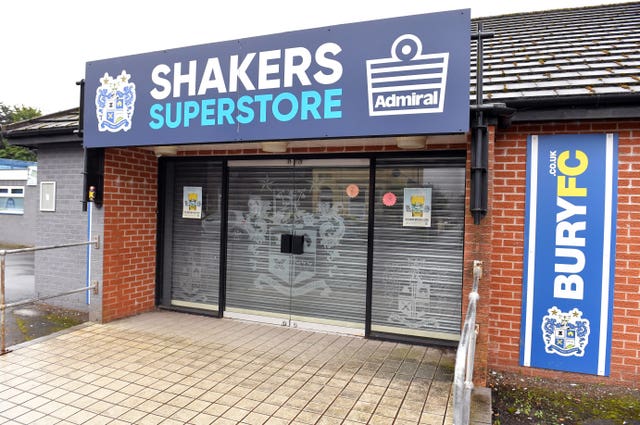 The shutters are down at the superstore at Gigg Lane 