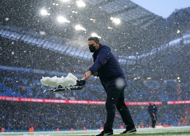 Groundstaff needed to clear the pitch at half-time