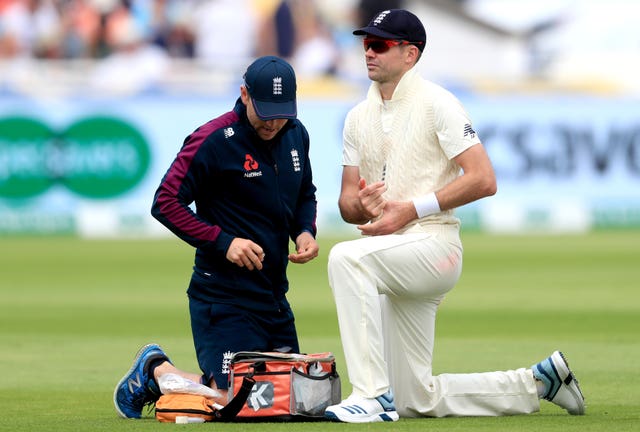 England's all-time leading wicket-taker James Anderson managed just four overs before suffering a calf injury that would rule him out of the rest of the series