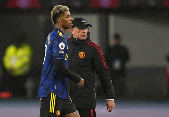 Manchester United manager Ralf Rangnick and Marcus Rashford