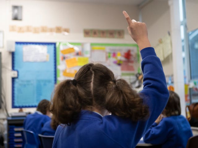 School children during a Year 5 class at a primary school in Yorkshire