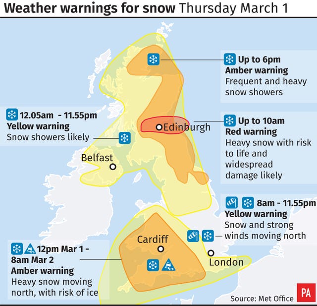 Weather warnings for snow 