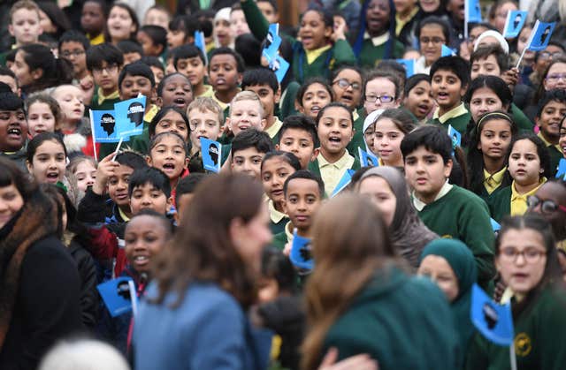 Crowds of children showing their love for Kate (Joe Giddens/PA)