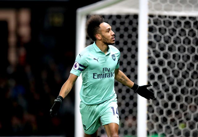 Pierre-Emerick Aubameyang celebrates his early goal 