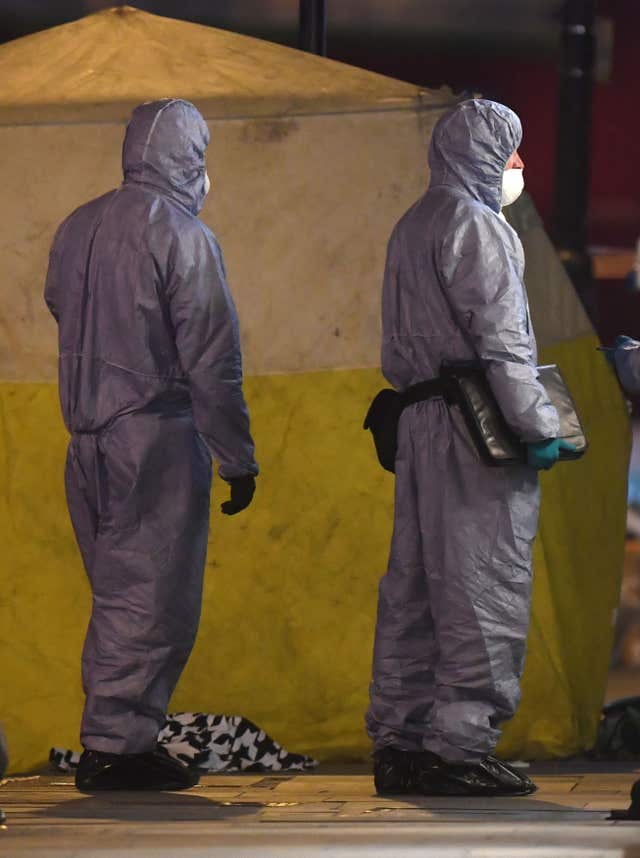 Forensic officers at the scene in Islington (Victoria Jones/PA)