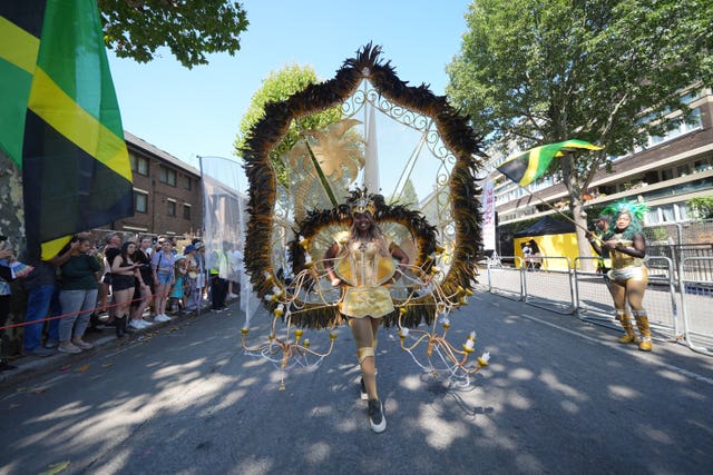 A woman in yellow surrounded by a frame of brown feathers