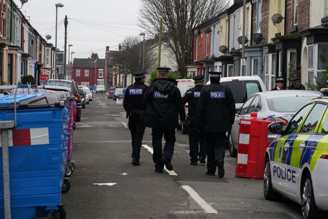 Police activity in Sutcliffe Street in the Kensington area of Liverpool