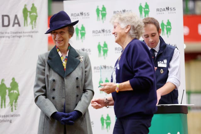 Princess Anne at the Riding for the Disabled Association national championships at Hartpury College - her first engagement back after her horse-related incident