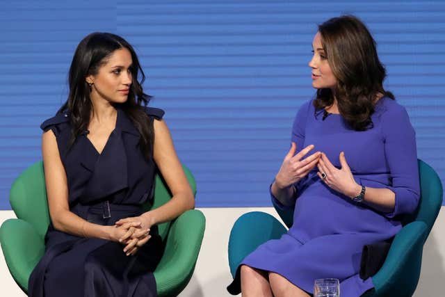 Meghan Markle (left) and the Duchess of Cambridge during the first Royal Foundation Forum in central London (Chris Jackson/PA)