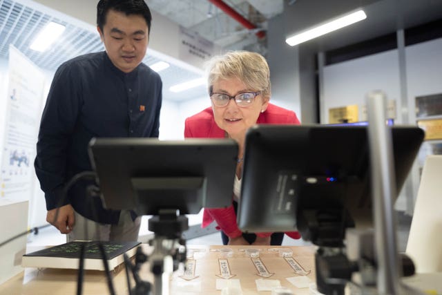 Foreign Secretary Yvette Cooper is given a tour of Shenzhen Institute of Artificial Intelligence and Robotics for Society