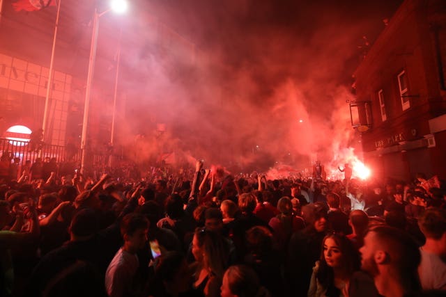 Liverpool fans outside Anfield