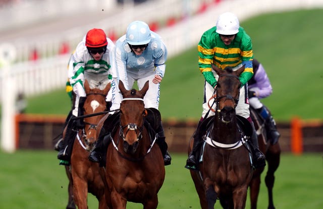 Rachael Blackmore celebrating after Champion Hurdle success aboard Honeysuckle