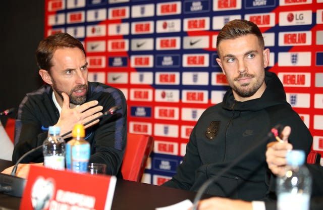 Henderson and manager Southgate faced the press (Nick Potts/PA)