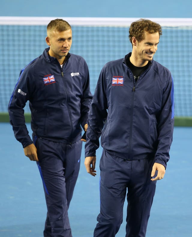 Dan Evans (left) would love the chance to play doubles with Andy Murray at Wimbledon