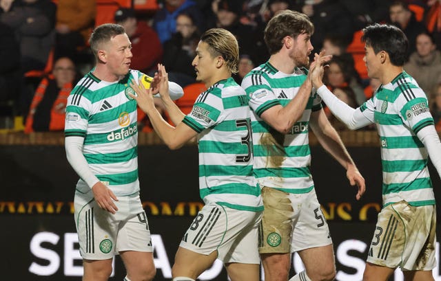 Daizen Maeda celebrates