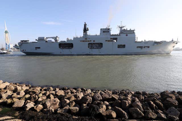 HMS Ocean leaves Portsmouth