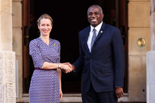 Foreign Secretary David Lammy welcomes EU High Representative for Foreign Affairs and Security Policy Kaja Kallas, left, to Lancaster House, London