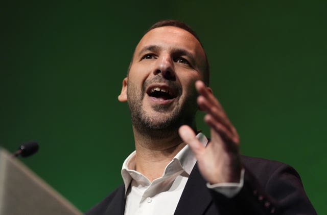 Zack Polanski speaking at the Green Party conference