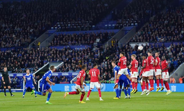 James Maddison scores his second goal against Nottingham Forest